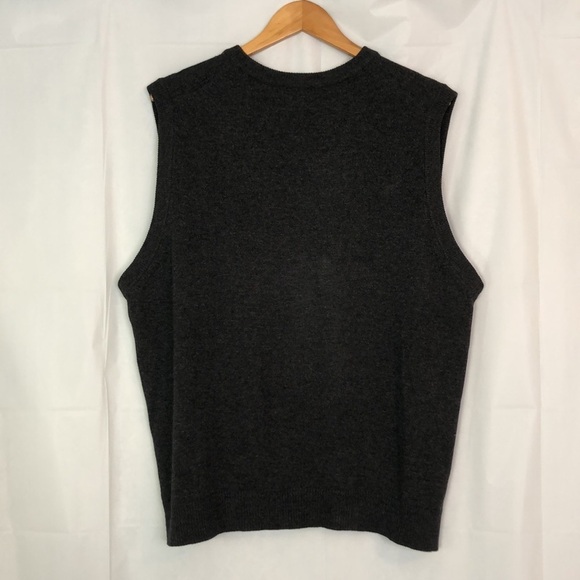 LL Bean Mens XL Regular Black/Gray V-Neck Pullover Vest 100% Lambs Wool - Picture 7 of 10